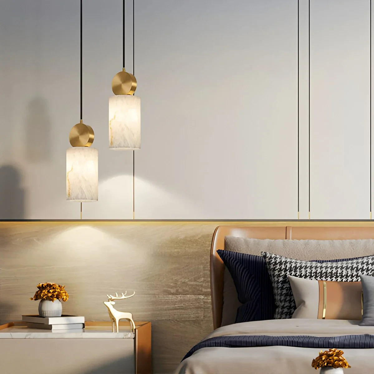 Feyran All Copper Geometric Spanish Alabaster Pendant Light