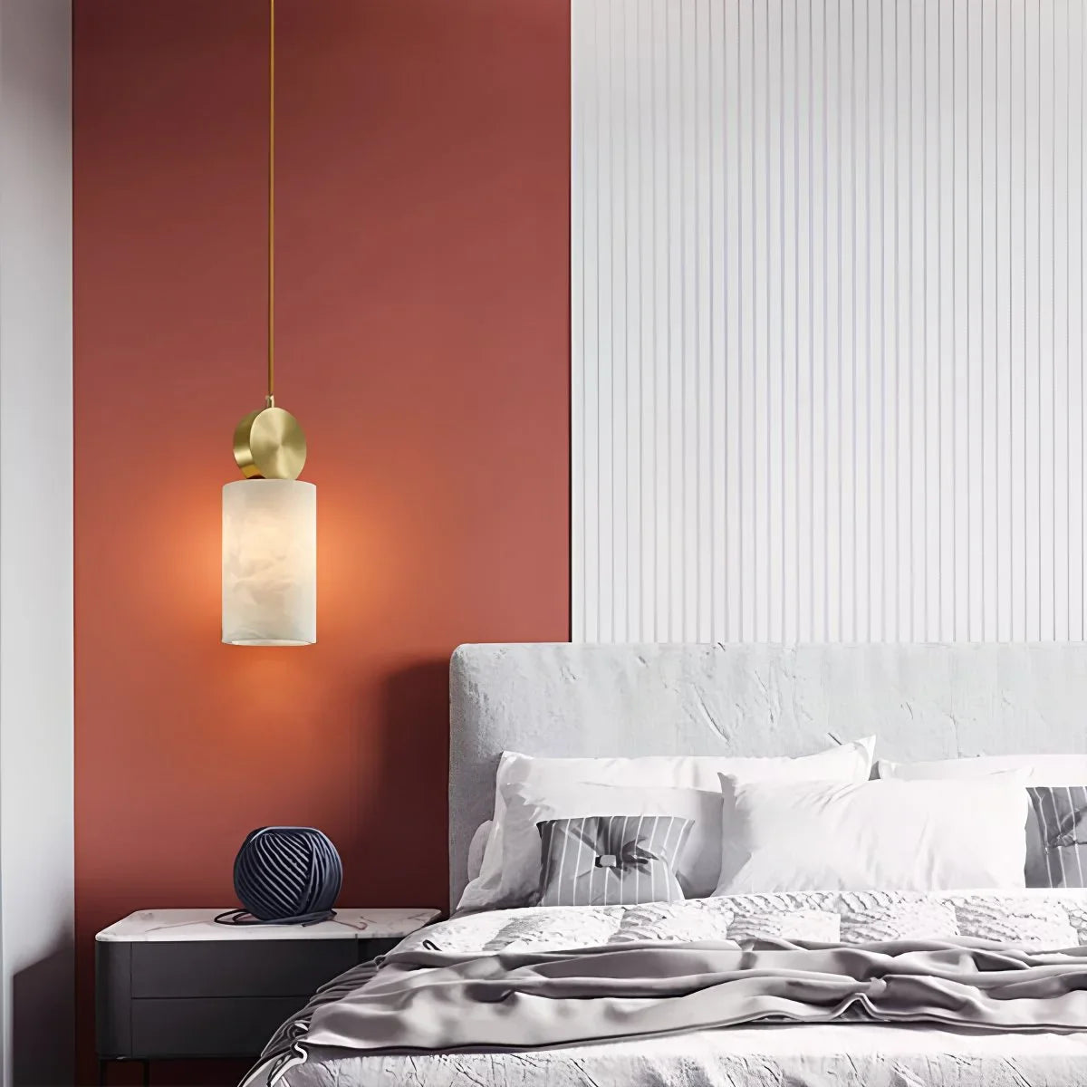 Feyran All Copper Geometric Spanish Alabaster Pendant Light