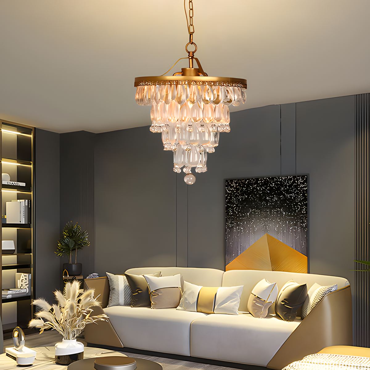 Feyran Droplet Crystal Chandelier for Dining Room