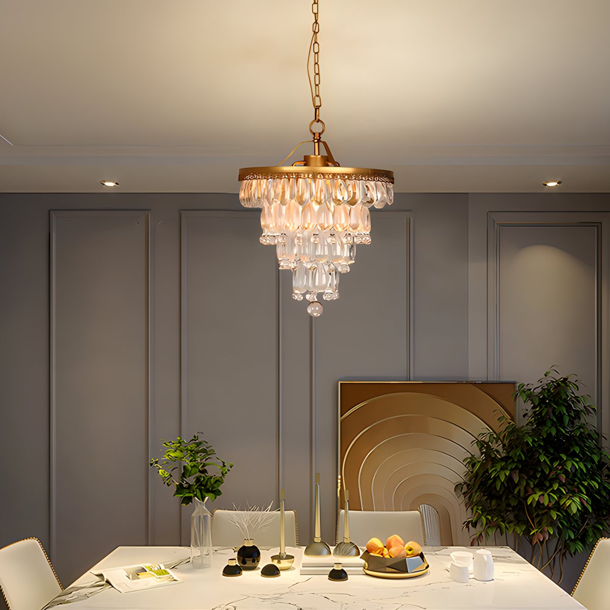 Feyran Droplet Crystal Chandelier for Dining Room