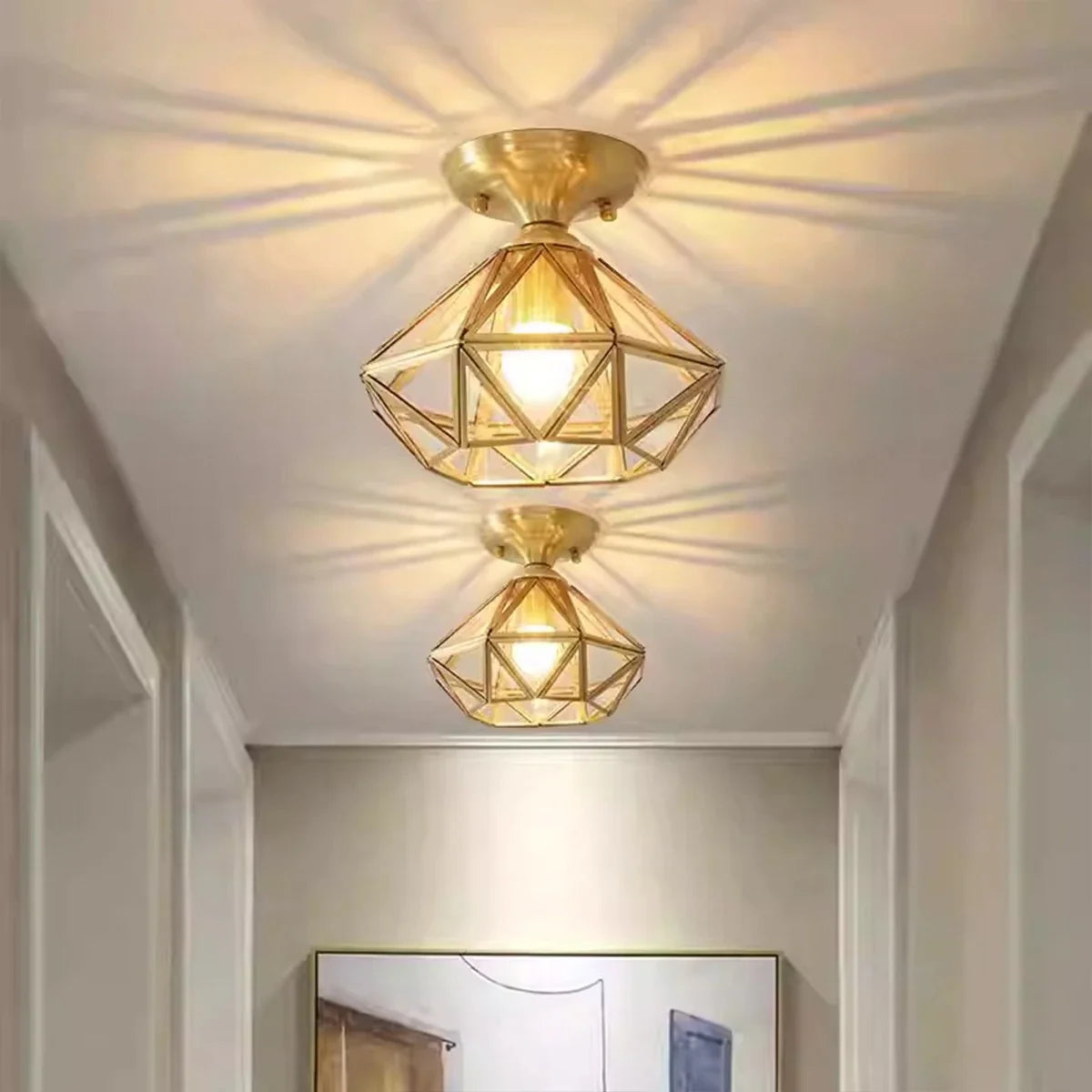 Feyran European Style Copper Glass Ceiling Lamp-A