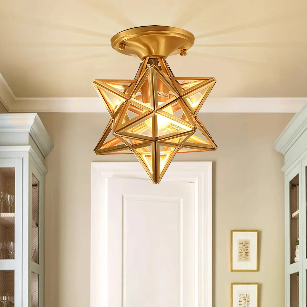 Feyran European Style Copper Glass Ceiling Lamp-A