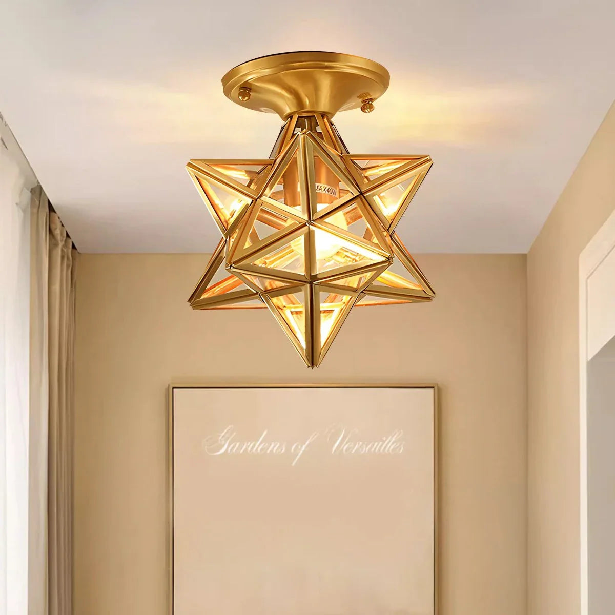 Feyran European Style Copper Glass Ceiling Lamp-A