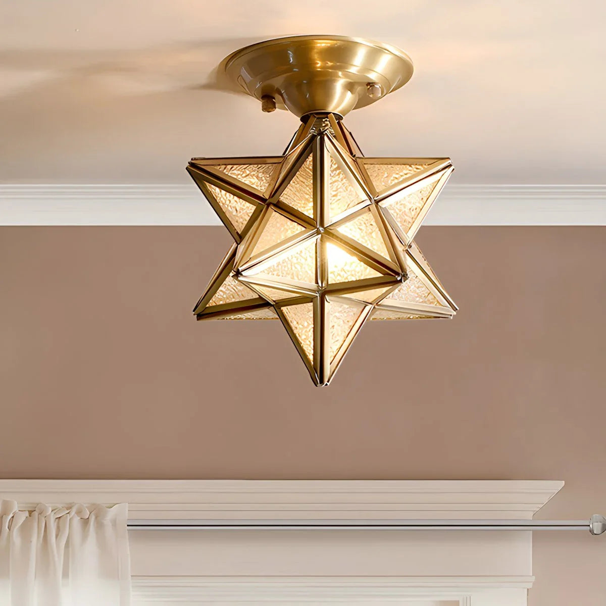 Feyran European Style Copper Glass Ceiling Lamp-A