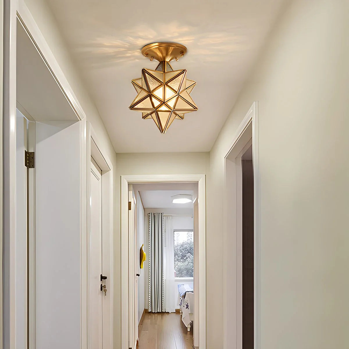 Feyran European Style Copper Glass Ceiling Lamp-A