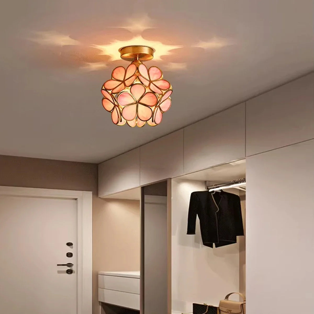 Feyran European Style Copper Glass Ceiling Lamp-E