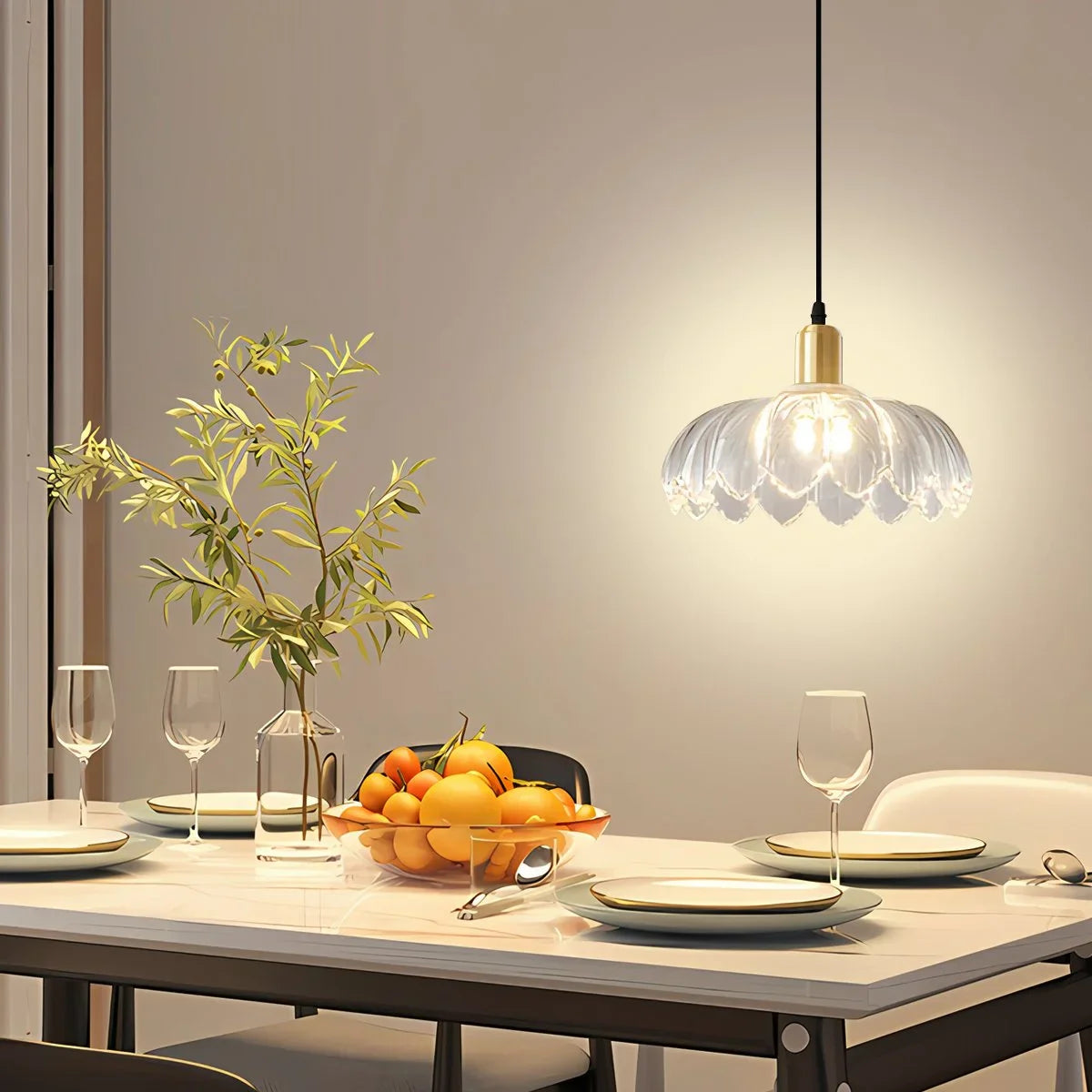 Feyran European Style Copper Glass Ceiling Lamp-H