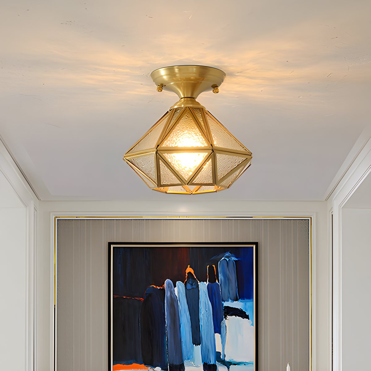 Feyran European Style Copper Glass Ceiling Lamp-A