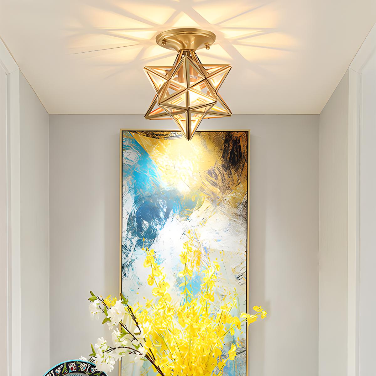 Feyran European Style Copper Glass Ceiling Lamp-A
