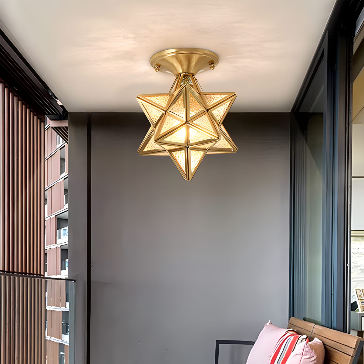 Feyran European Style Copper Glass Ceiling Lamp-A