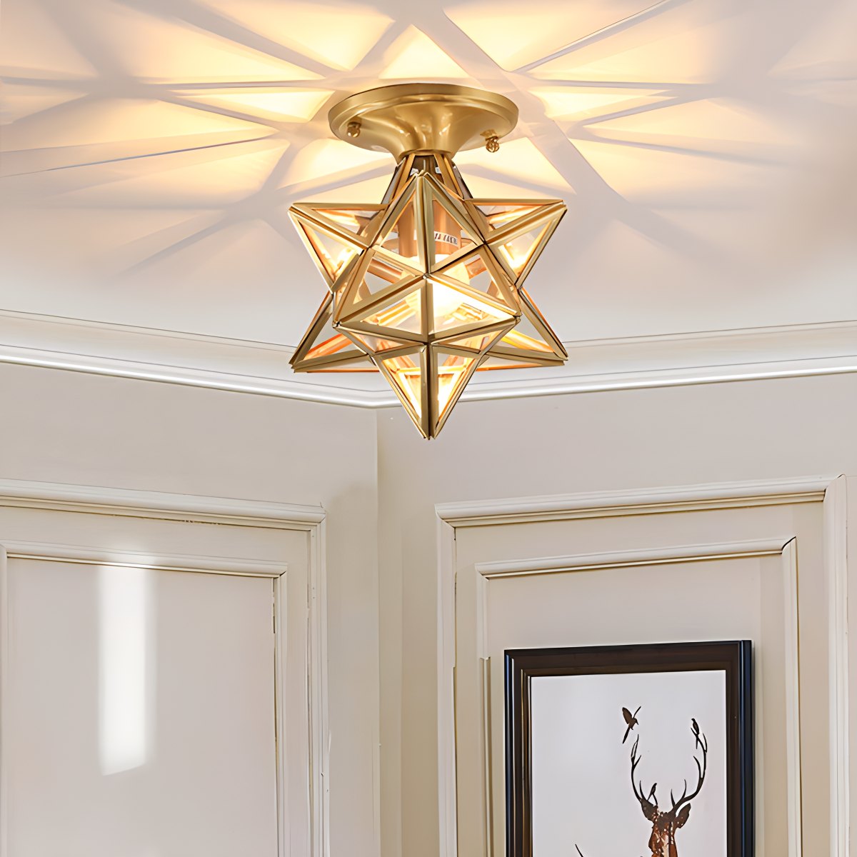 Feyran European Style Copper Glass Ceiling Lamp-A