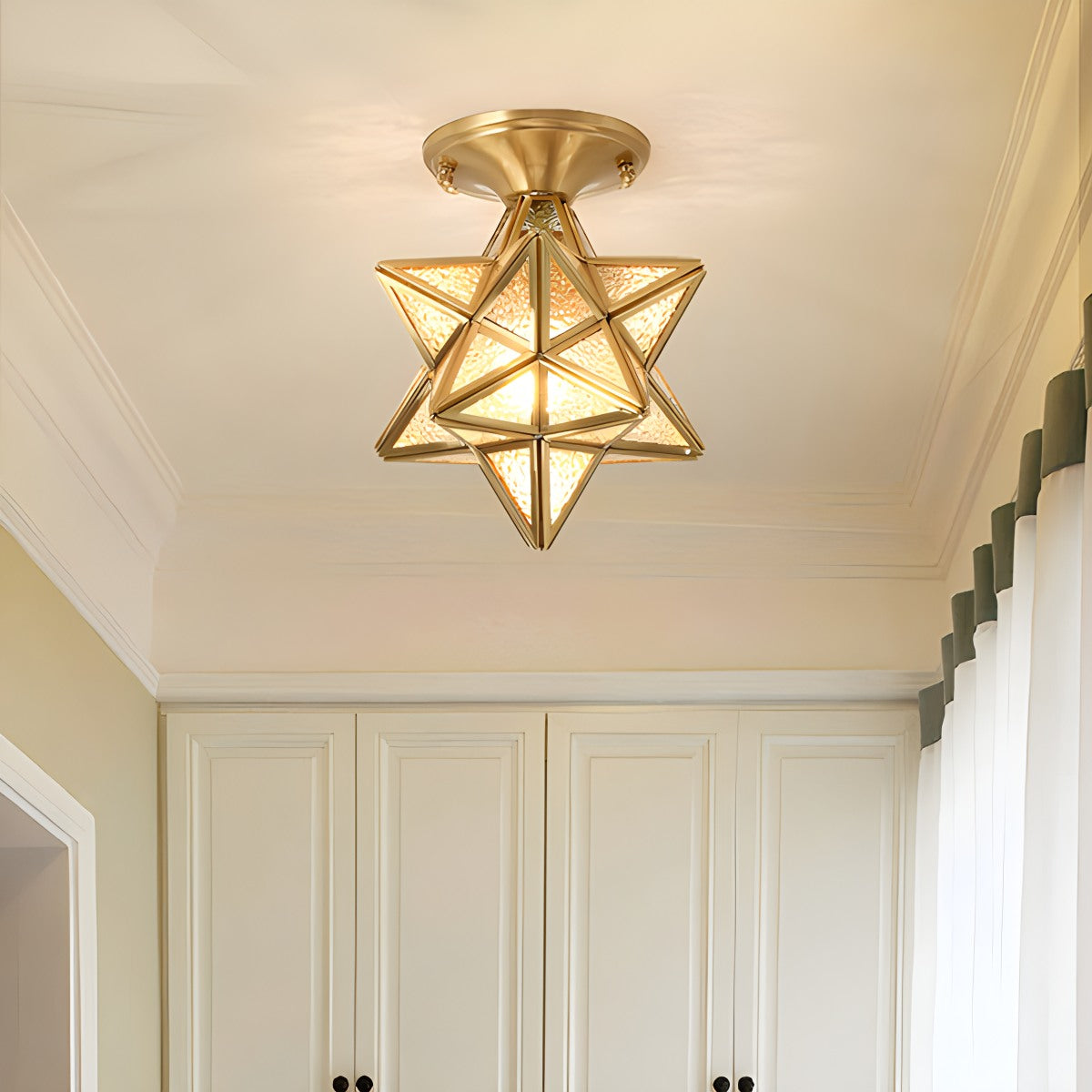Feyran European Style Copper Glass Ceiling Lamp-A