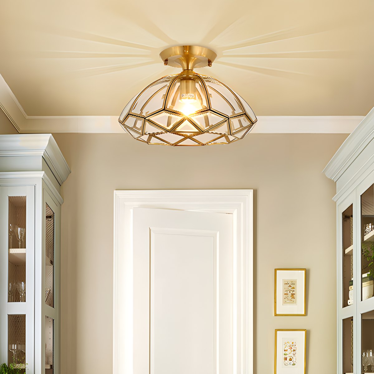 Feyran European Style Copper Glass Ceiling Lamp-C