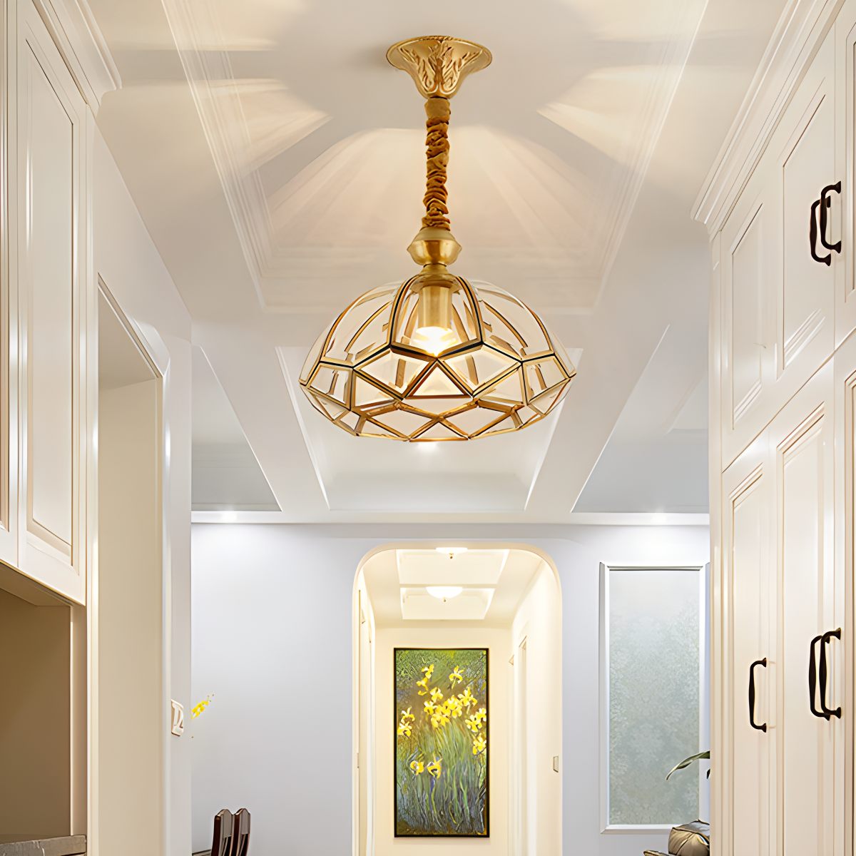 Feyran European Style Copper Glass Ceiling Lamp-C
