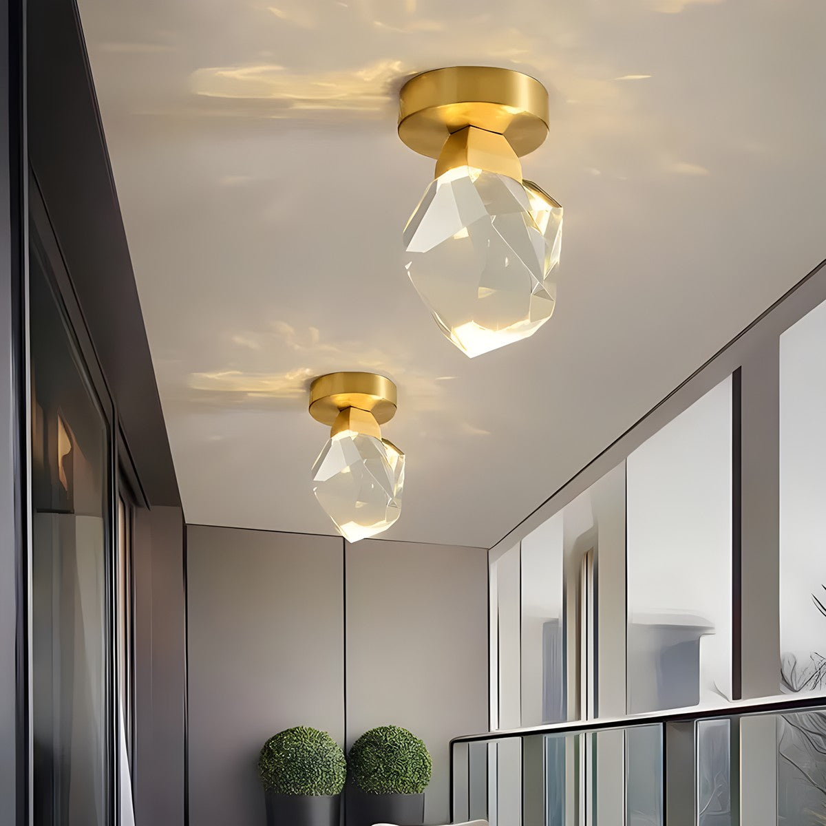 Feyran European Style Copper Glass Ceiling Lamp-G