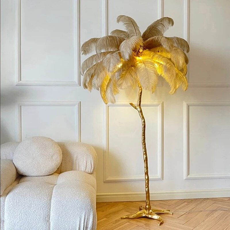 Feyran Feather Palm Tree Floor Lamp for Living Room