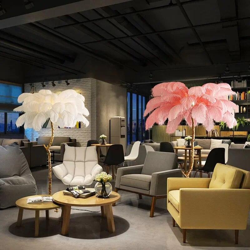 Feyran Feather Palm Tree Floor Lamp for Living Room