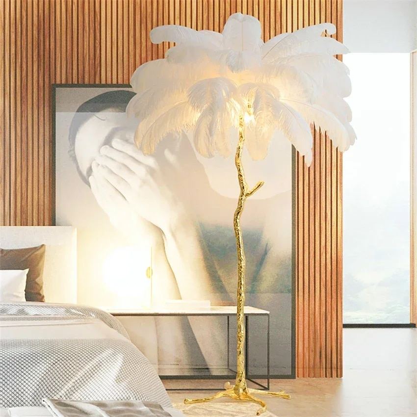 Feyran Feather Palm Tree Floor Lamp for Living Room
