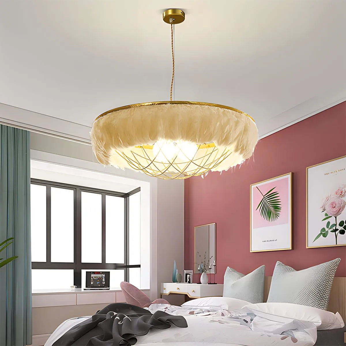Feyran Feather Bird’s Nest Lamp for Bedroom Living Room