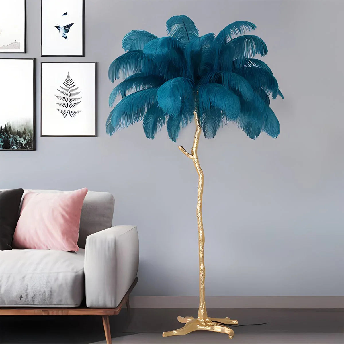 Feyran Feather Palm Tree Floor Lamp for Living Room