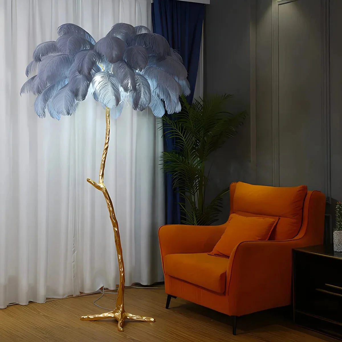 Feyran Feather Palm Tree Floor Lamp for Living Room