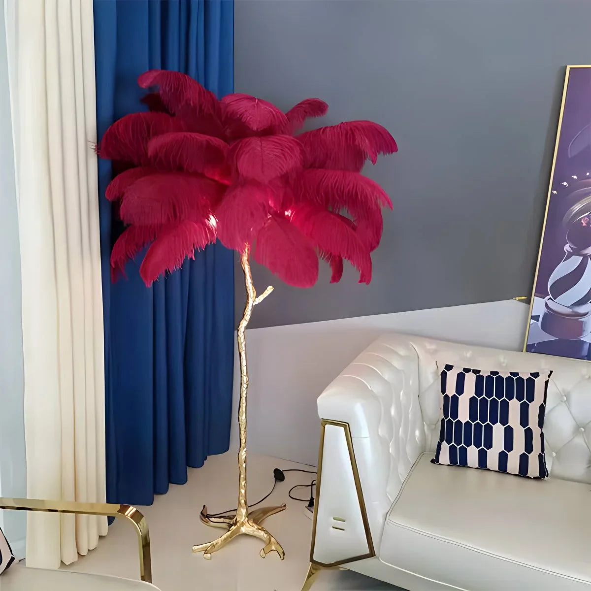 Feyran Feather Palm Tree Floor Lamp for Living Room