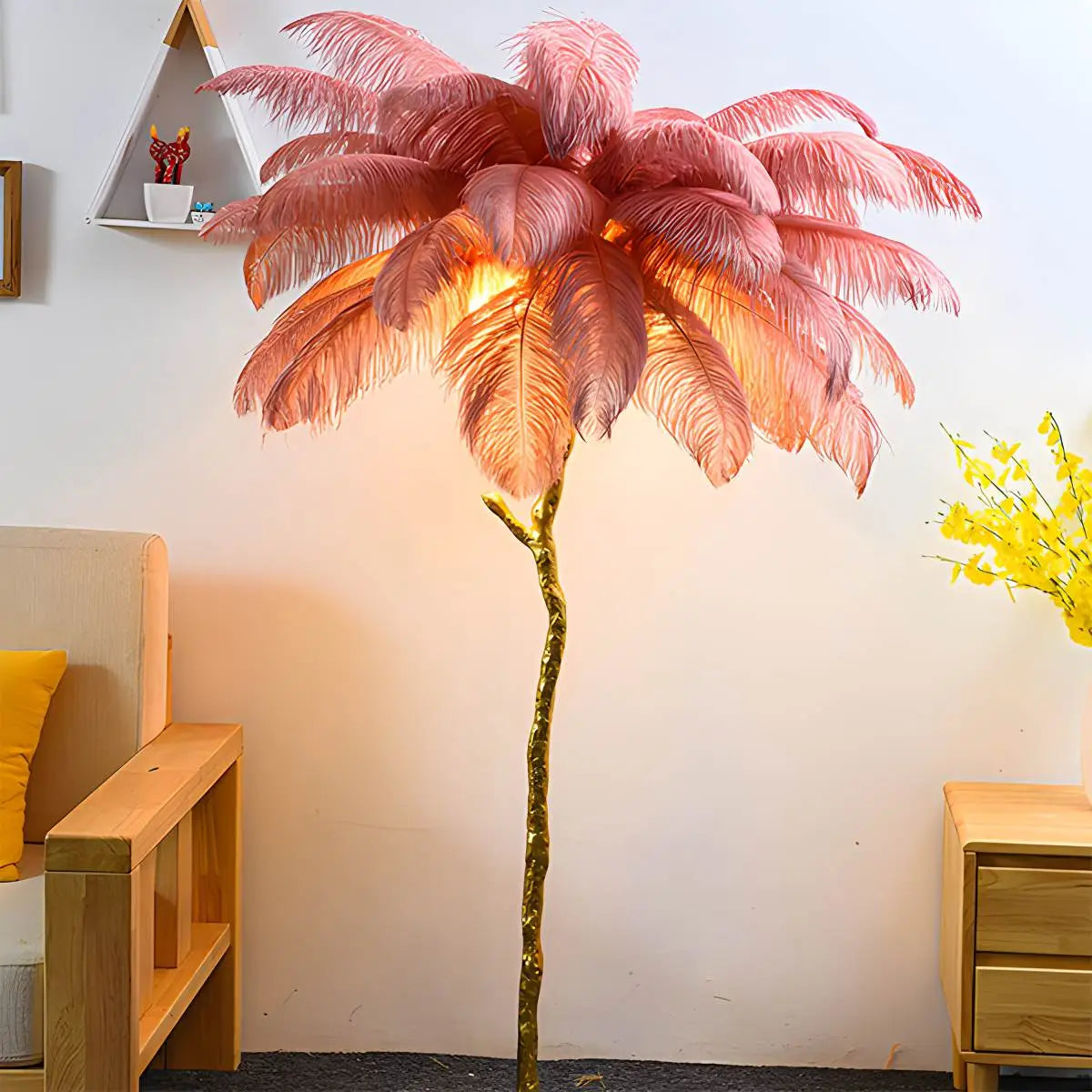 Feyran Feather Palm Tree Floor Lamp for Living Room