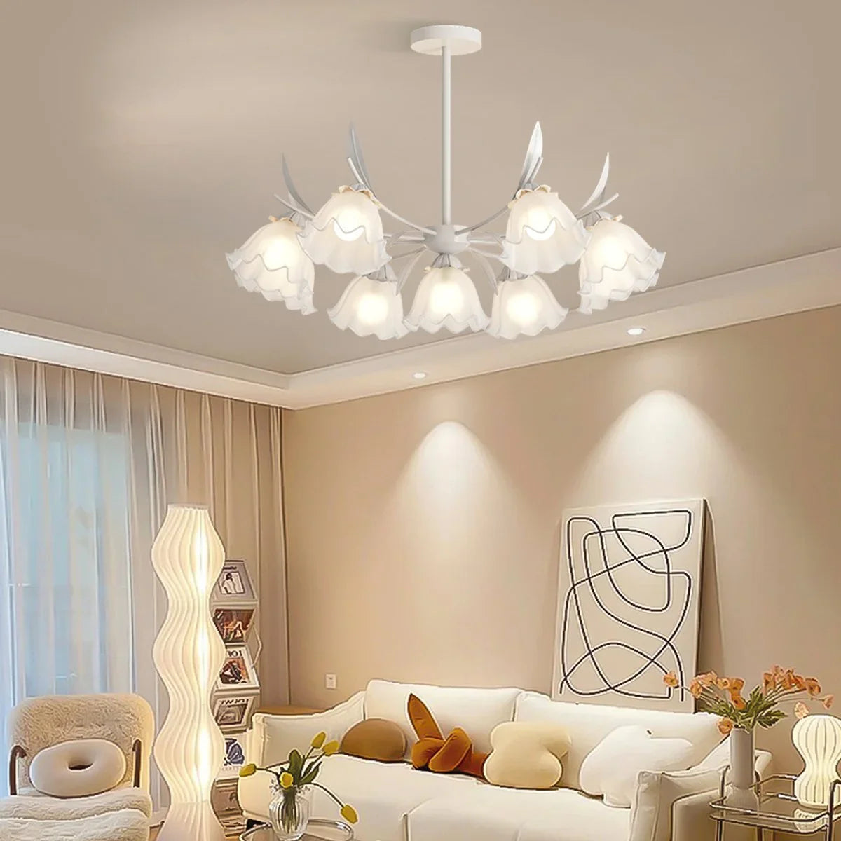 Feyran French Vintage Lily of the Valley Flower Chandelier