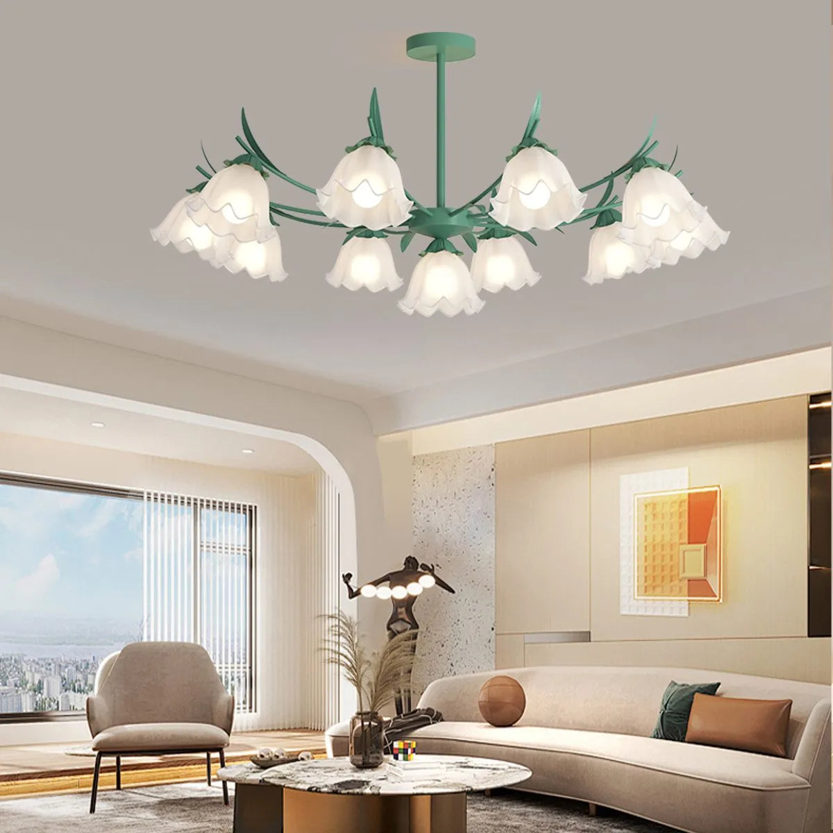 Feyran French Vintage Lily of the Valley Flower Chandelier