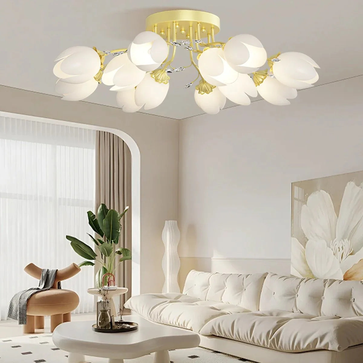 Feyran French Pastoral Flower Ceiling Chandelier