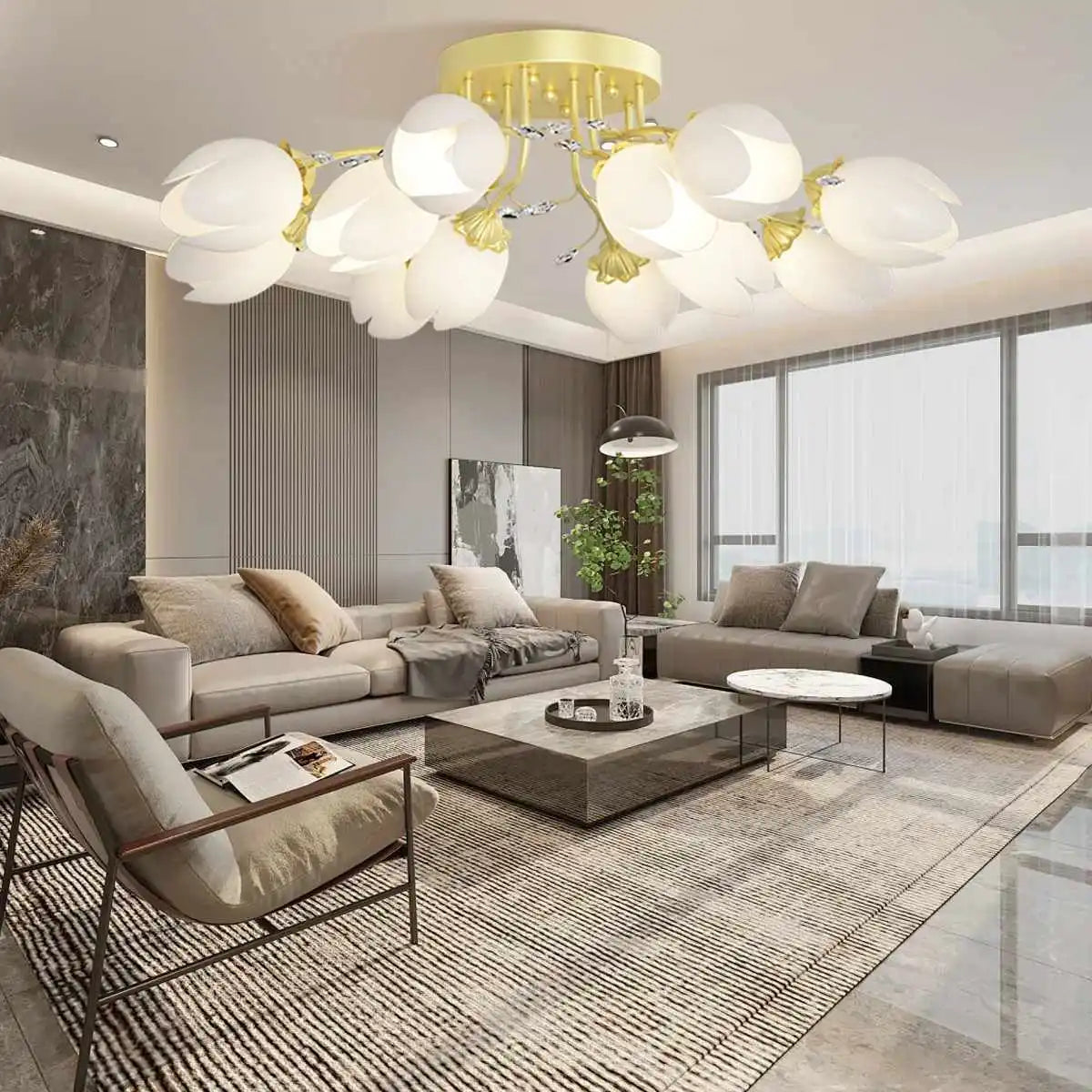 Feyran French Pastoral Flower Ceiling Chandelier