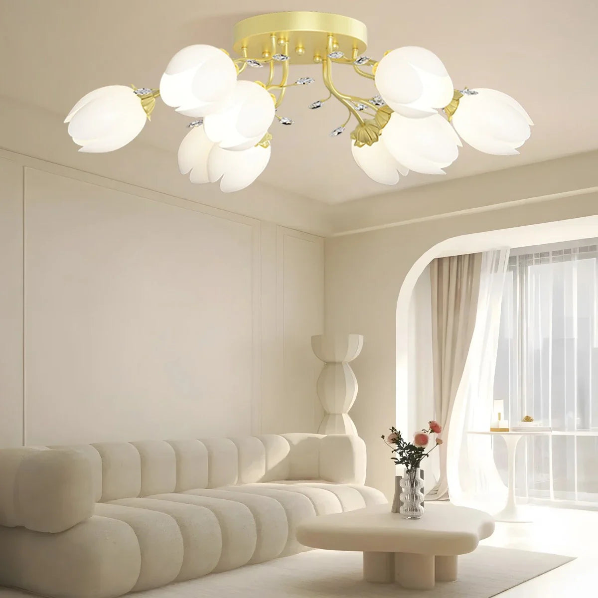 Feyran French Pastoral Flower Ceiling Chandelier