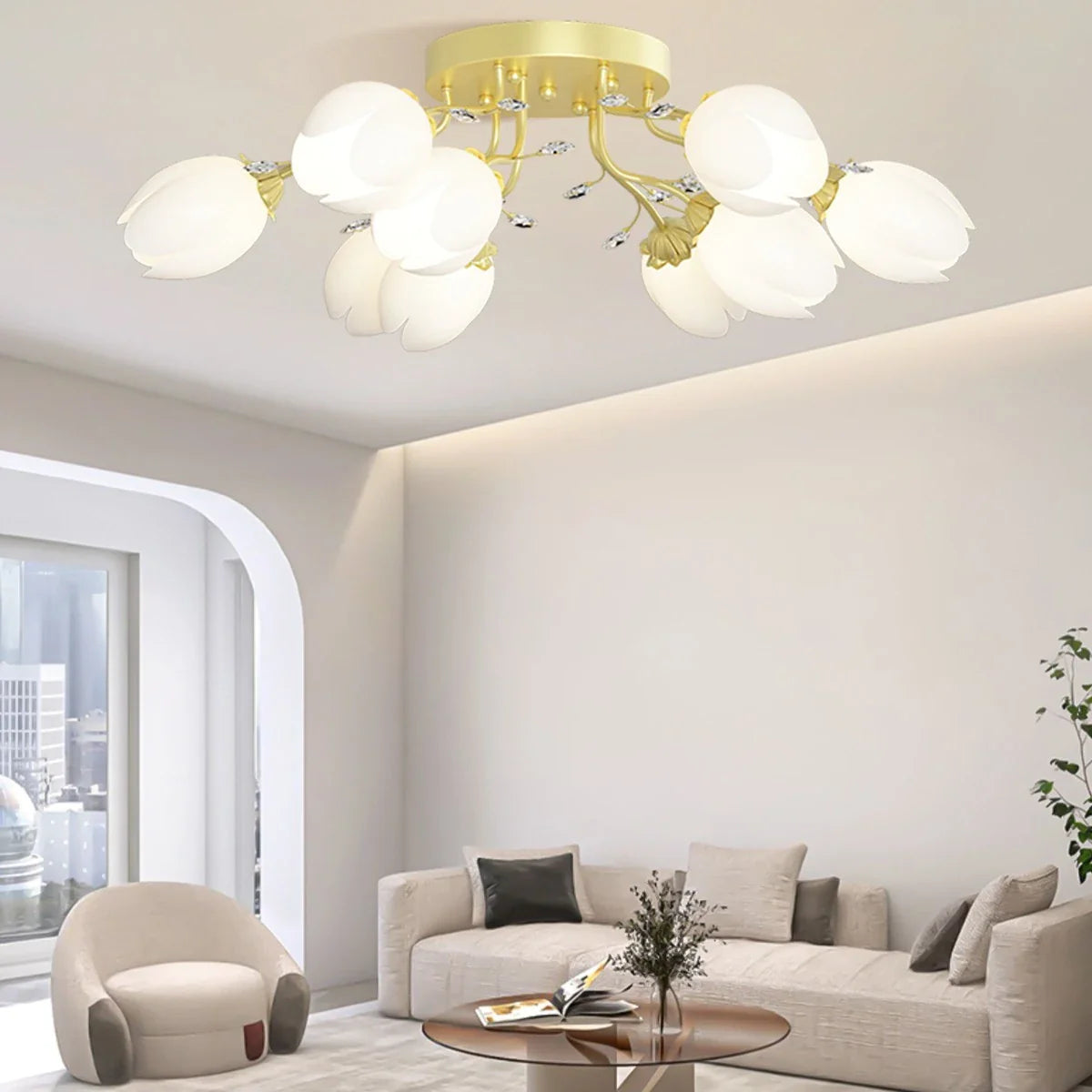Feyran French Pastoral Flower Ceiling Chandelier