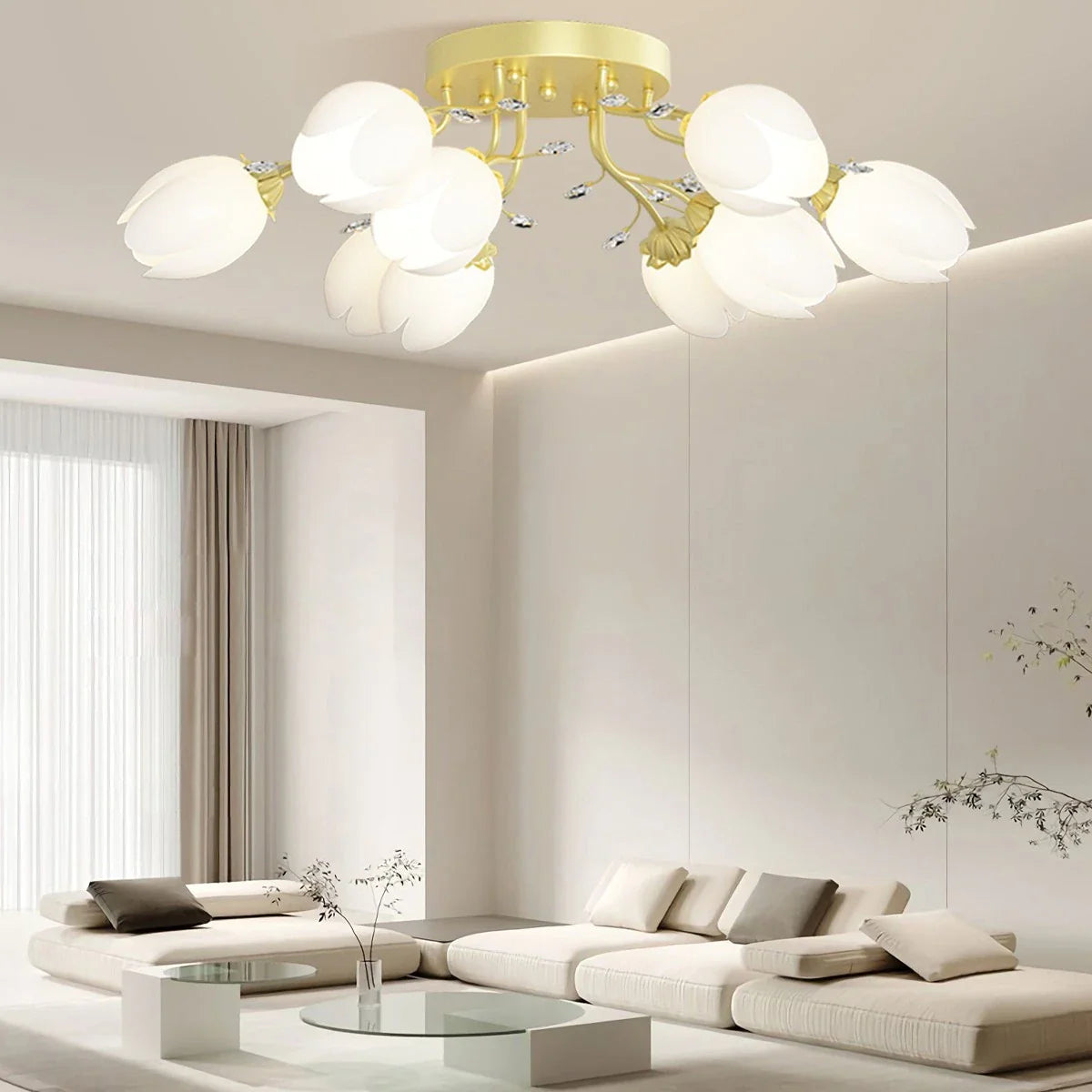 Feyran French Pastoral Flower Ceiling Chandelier