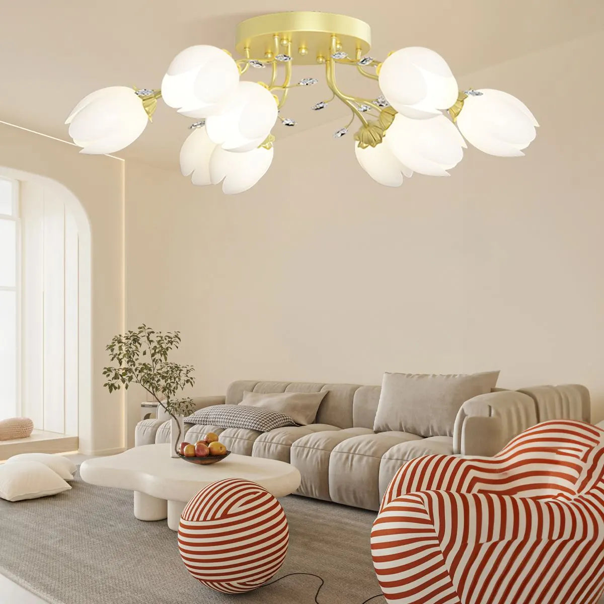 Feyran French Pastoral Flower Ceiling Chandelier