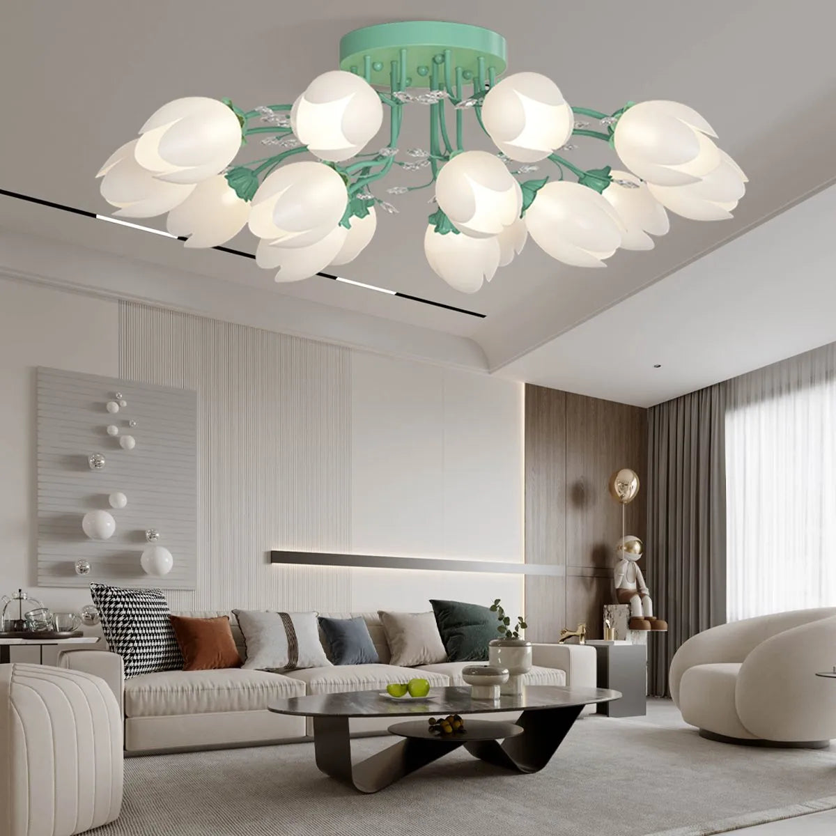 Feyran French Pastoral Flower Ceiling Chandelier