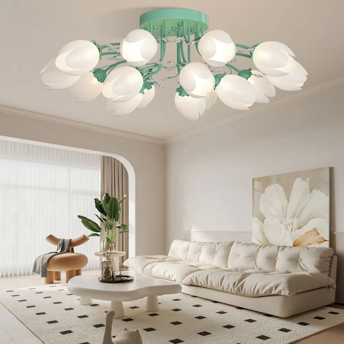 Feyran French Pastoral Flower Ceiling Chandelier