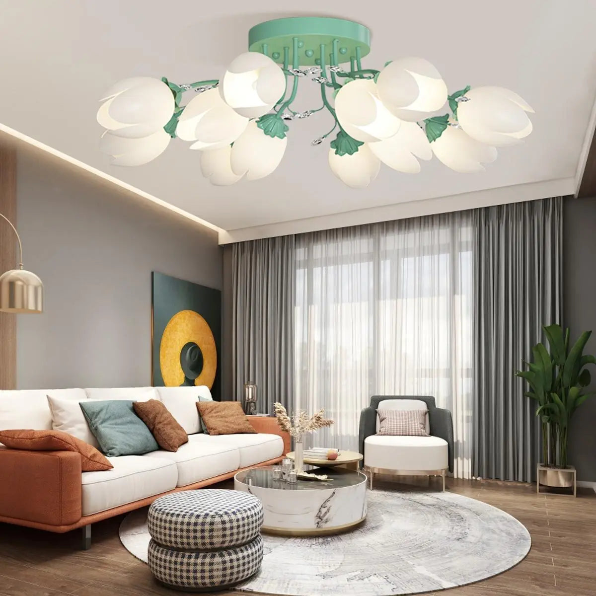 Feyran French Pastoral Flower Ceiling Chandelier