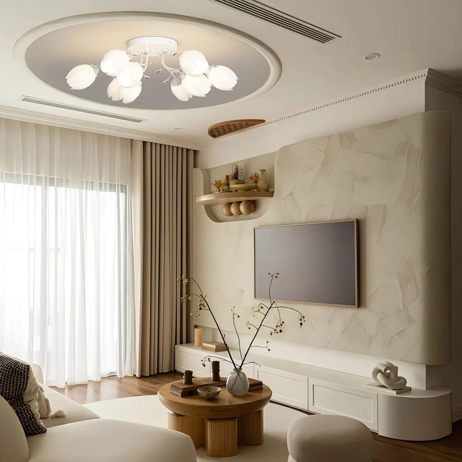 Feyran French Pastoral Flower Ceiling Chandelier