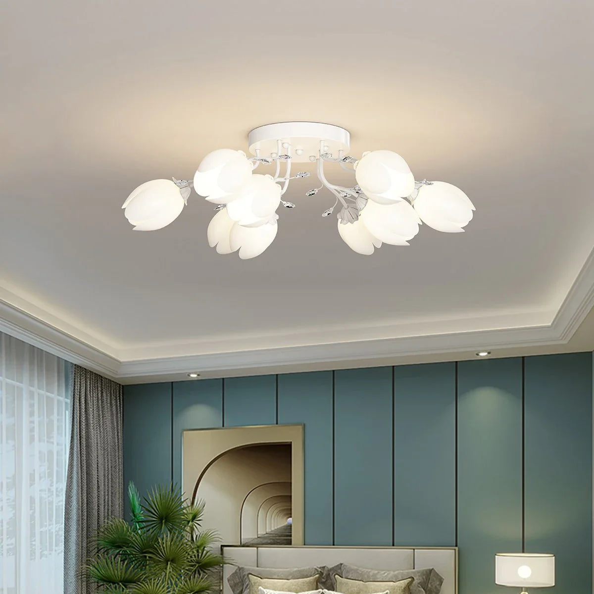 Feyran French Pastoral Flower Ceiling Chandelier
