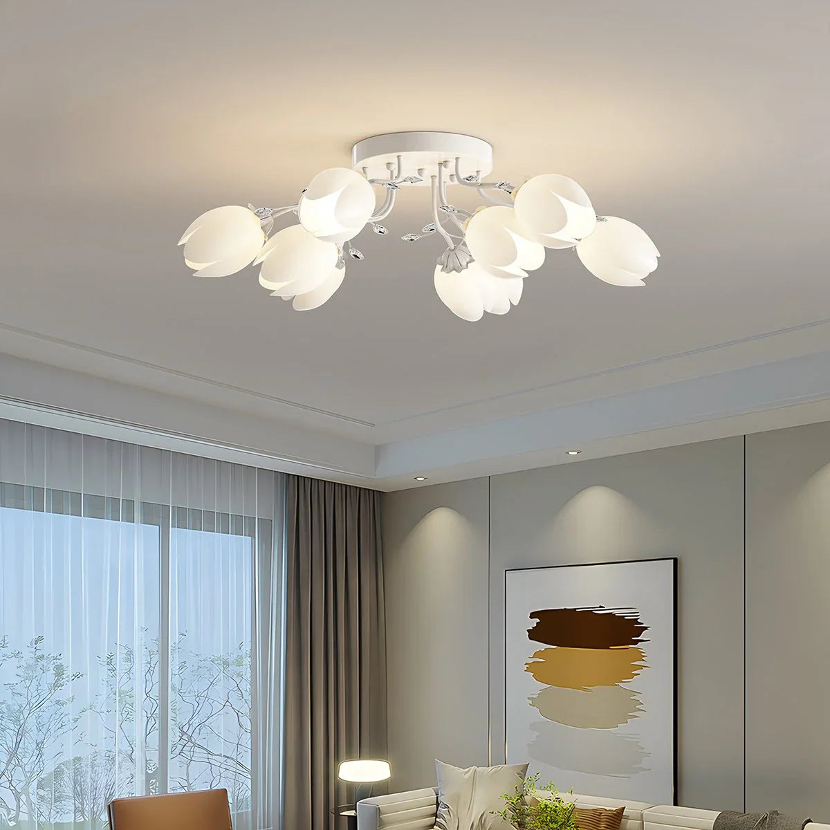 Feyran French Pastoral Flower Ceiling Chandelier