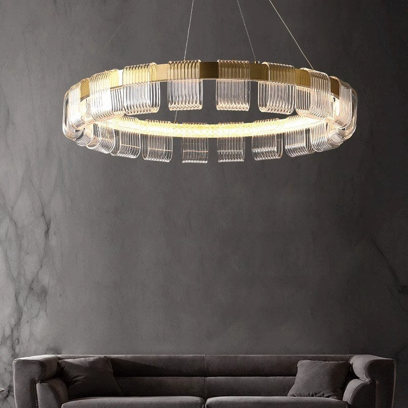 Feyran Gold Circular Led Chandelier for Living Room