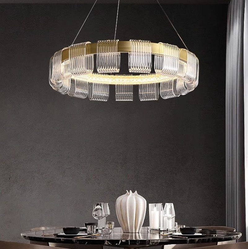 Feyran Gold Circular Led Chandelier for Living Room