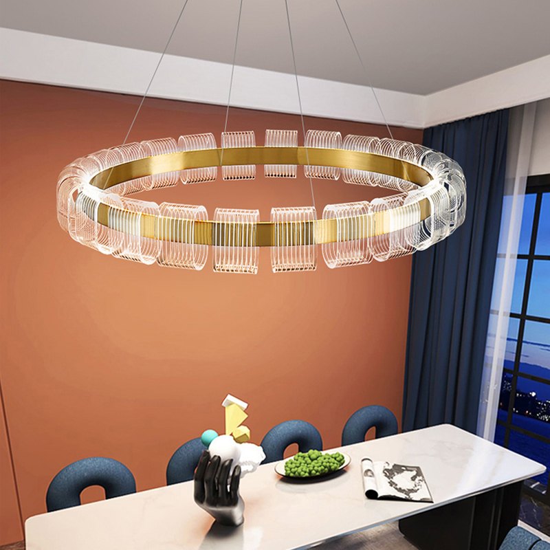 Feyran Gold Circular Led Chandelier for Living Room