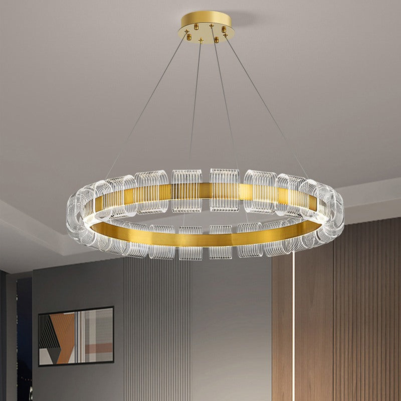 Feyran Gold Circular Led Chandelier for Living Room