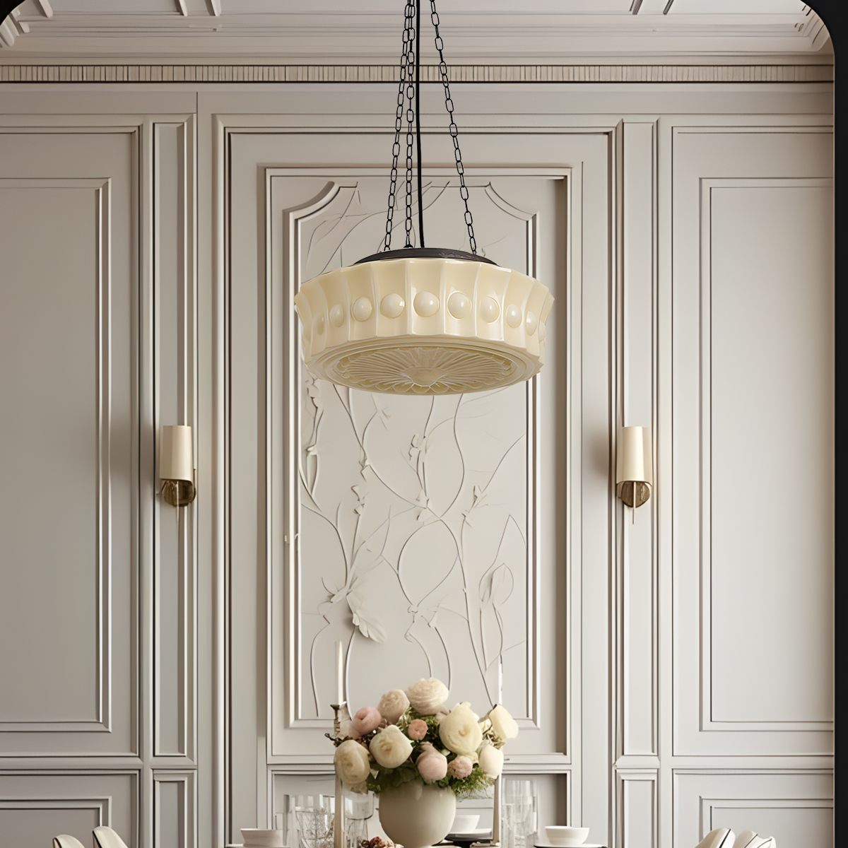 Feyran Hailie Vintage French Dome Pendant Light for Living Room