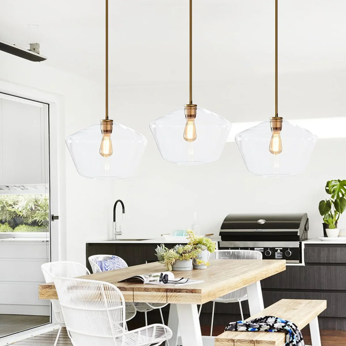 Feyran Hailie Clear Glass Pendant Light for Kitchen