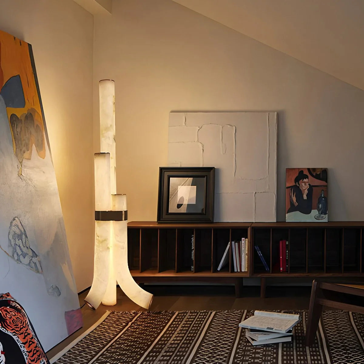 Feyran Copper & Natural Spanish Alabaster Piped Floor Lamp