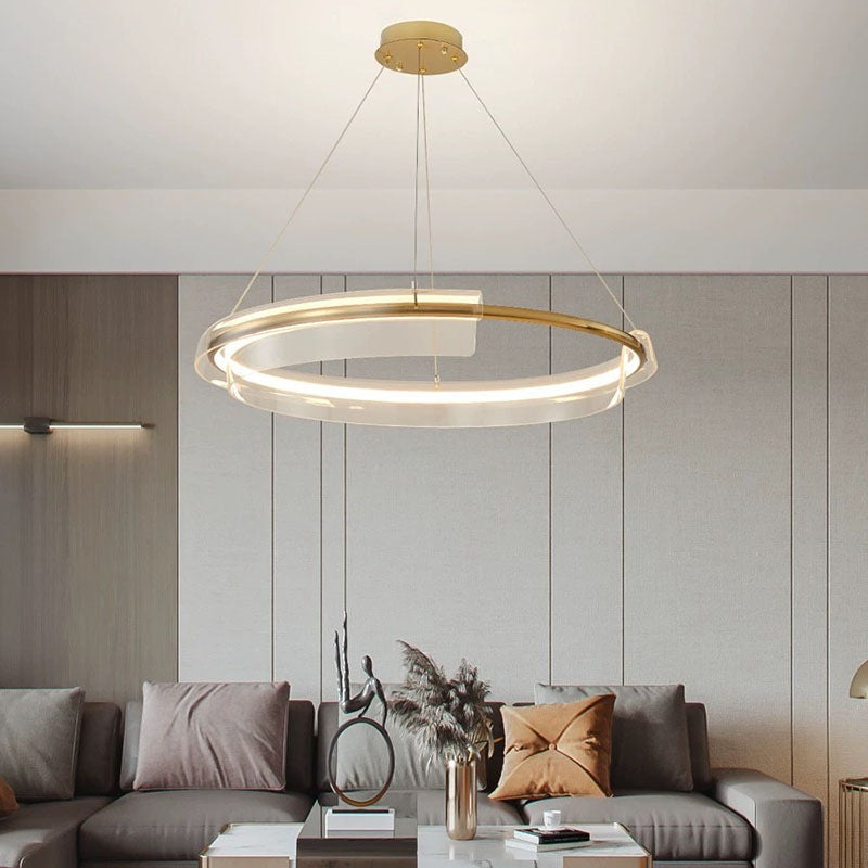Feyran Iron Acrylic Circular Chandelier for Living Room