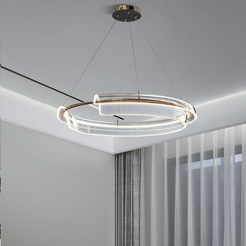 Feyran Iron Acrylic Circular Chandelier for Living Room